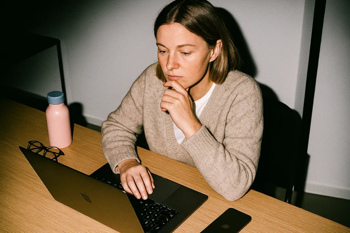 Una mujer viendo una notebook