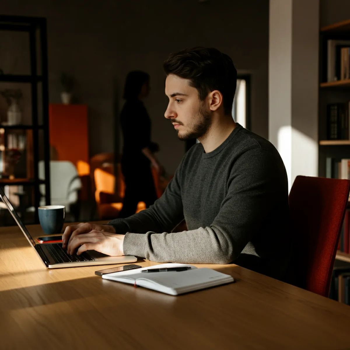 Un dueño de marca trabajando en su ecommerce en su computadora